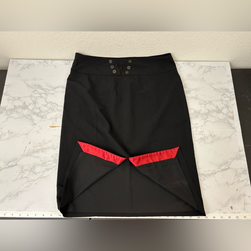 White House Black Market Women’s Sz 10 Black Skirt Slit Zipper Lined Button - Picture 3 of 7